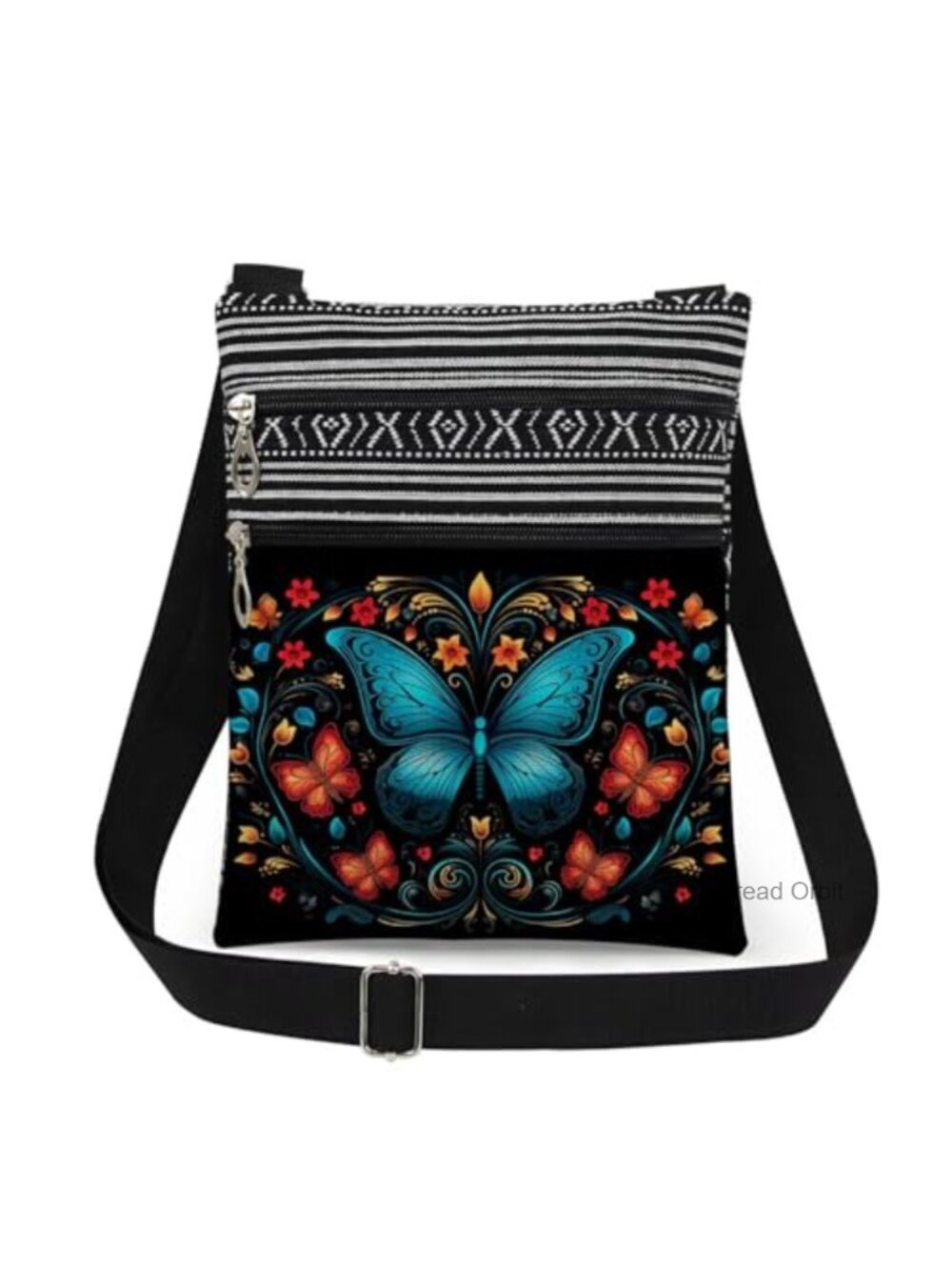 Polyester Butterfly Crossbody Bag Adjustable Strap Dual Pocket Lightweight